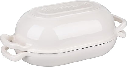 VORRINGARD Enameled Cast Iron Sourdough Bread Oven, Dutch Oven, Loaf Cast Iron Bread Pan for Homemade Bread Baking, Meatloaf Pan with Lid, 5QT, White