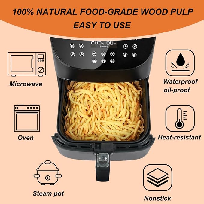 BYKITCHEN Small Air Fryer Disposable Liners for 2 to 5 QT Airfryer, 200PCS Mini Air Fryer Parchment Paper Liners, Compatible with CHEFMAN 2 QT, Cosori 2.1 QT, Dash 2.6 Qt, Instant Pot Mini Airfryer