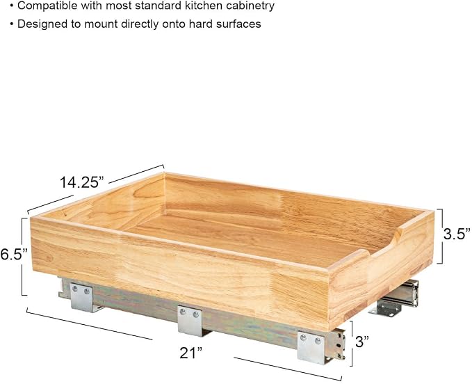 Household Essentials Natural Wood and Steel Pull-Out Organizer with Rustic Brushed Finish
