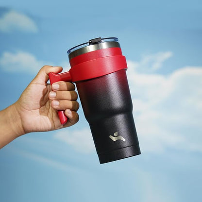 Konokyo 20 oz Tumbler with Handle and 2 Straw 2 Lid, Insulated Water Bottle Stainless Steel Vacuum Cup Reusable Travel Mug,Mystic Moon