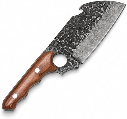 COOLINA Shark Compact Cleaver, Hand-Forged High-Carbon Steel, 5.8 Inch Blade, Wooden Handle, for Chopping Meat, Joints & Bones