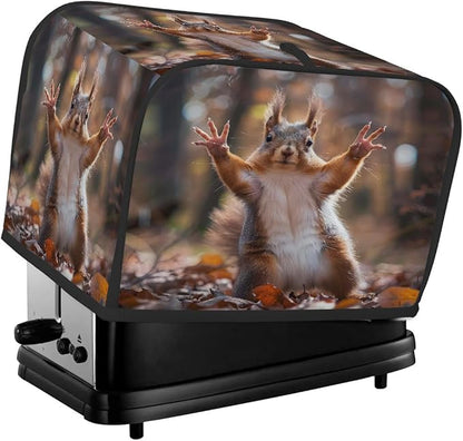 Animal Squirrel Toaster Cover 4 Slice Wide Slot Washable Toaster Covers | Funny Art Dust and Fingerprint Protection Bread Maker Covers for Kitchen Accessories Decor Bakeware Women Gift