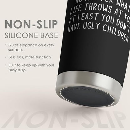 SANDJEST Dad Tumbler Gifts for Dad from Daughter Son - 20oz Stainless Steel Double-walled Insulated No Matter What Ugly Children Travel Mug Christmas, Birthday, Father's Day Gift Set with Lid & Straw