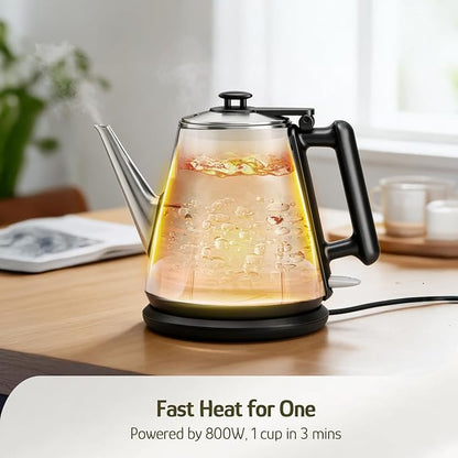 Hazel Quinn Electric Kettle - 1L/34oz Small Tea Kettle, 800W Fast Boil, All 304 Stainless Steel Interior, Double Wall for Cool Touch and Thermal, Auto Shut-Off, BPA-Free, Cordless - Jet Black