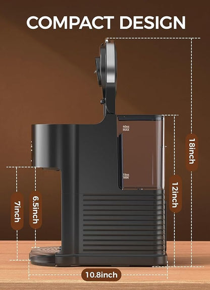 Electactic Single Serve Coffee Maker, 2 in 1 Kcup Pod & Ground Coffee Brewer, 40 Oz Removable Water Tank, 5 Brew Sizes 6-14 Oz, Self-cleaning Fast Heating Coffee Machine for Home Office