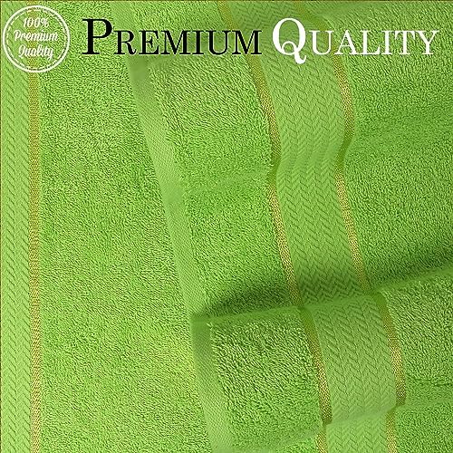6 Piece Cotton Bath Towel Set - 2 Bath - 2 Hand - 2 Face, Lime