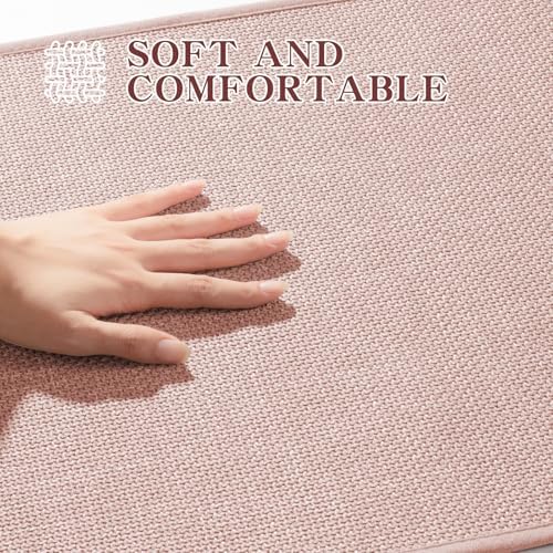 chakme Bathroom Rugs Mat 47x17, Ultra Thin Non Slip Bath Mat Runner Quick Dry Absorbent Bath Mat for Bathroom Floor, (Pink, 47"x17")