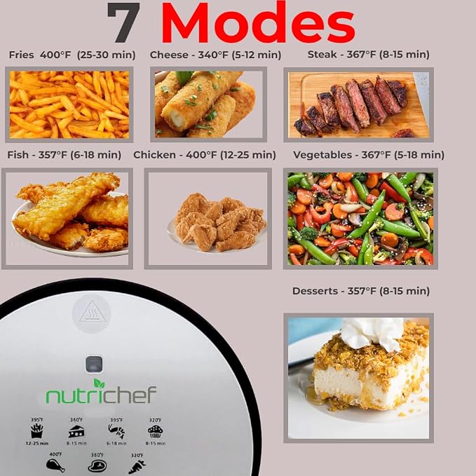 NutriChef Air Fryer - 1000w 2 Quart Capacity Personal Air Fryer, Conserve Counterspace, Oil-free cooking with Removable Deep Non-Stick Fry Basket, Black