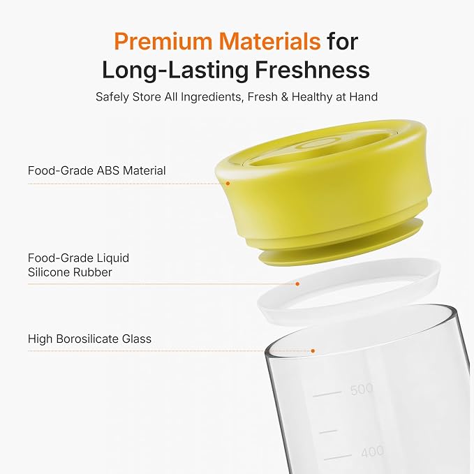 Airtight Glass Storage Jar with Rotary Lid, 17oz Borosilicate Decorative Glass Container Jar with Measurement Marks, Wide Mouth Mason Jar for Coffee Beans, Overnight Oats, Sugar, Snacks, Nuts