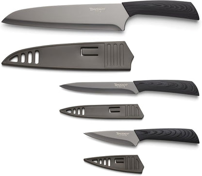 Hampton Forge Tomodachi HMC01A612C Raintree Ash – 3 Piece Knife Set with Matching Blade Guards