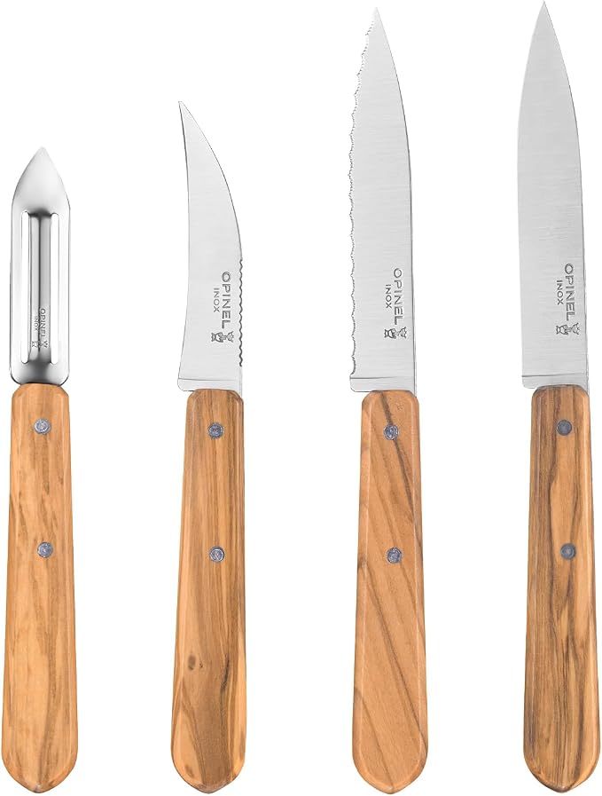 Opinel Essentials Kitchen Knife Box Set - Olive Wood