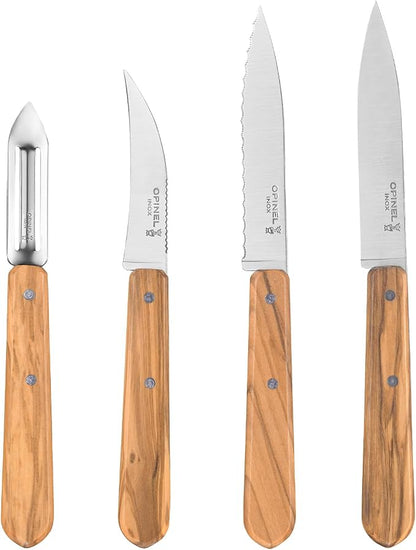 Opinel Essentials Kitchen Knife Box Set - Olive Wood