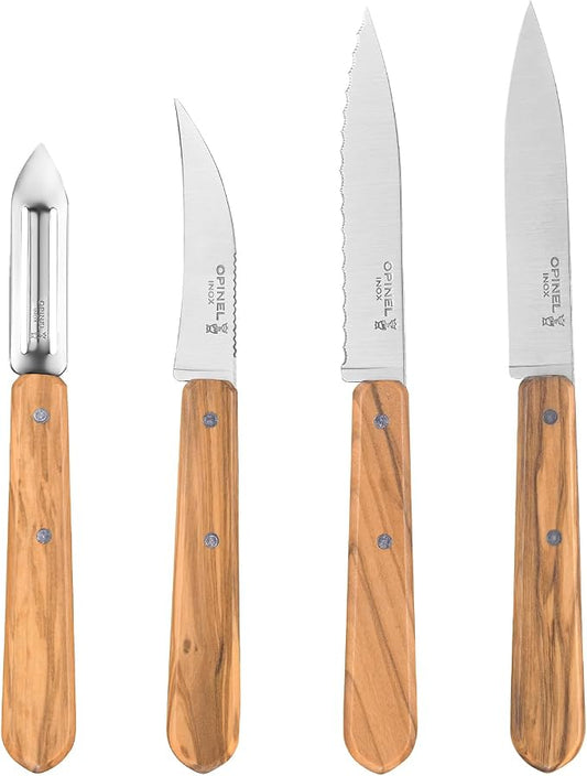 Opinel Essentials Kitchen Knife Box Set - Olive Wood