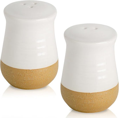 Hasense Salt and Pepper Shakers Set, Ceramic White Salt Shaker for Kitchen Counter, Cute Pepper Shakers, Refillable Spice Shaker Set for Kitchen Counter, Farmhouse Home Kitchen Decor