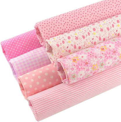 7 Pieces Cotton Fabric Plain Print (20"x20"), Comfortable Patchwork Quilting Fabric, Pretty Flower Pattern Material for Quilting, Artcraft - Pink