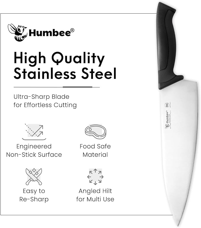 10-Inch Chef Knife, NSF Certified Razor-Sharp High Carbon Stainless Steel Blade – Ergonomic Color Coded Handle, Non-Slip Grip Kitchen Knife, DT-10 Series, Black