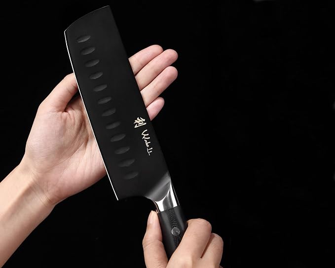 Wakoli Titanium Noir Knife Block Set – 5-Piece Chef Knife Set with Magnetic Acacia Block | 5Cr15MoV Stainless Steel Blades with Black Titanium Coating | Ergonomic G10 Handles | Kitchen Knives Gift Set
