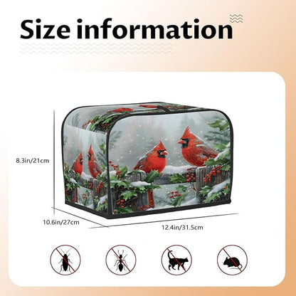 Cardinal Toaster Cover 4 Slice Wide Slot Washable Toaster Covers | Winter Tree Dust and Fingerprint Protection Bread Maker Covers for Kitchen Accessories Decor Bakeware Women Gift