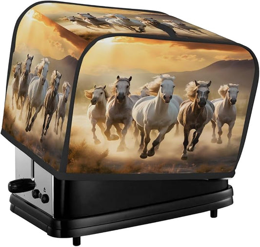 Animal Horse Toaster Cover 4 Slice Wide Slot Washable Toaster Covers | Running Horse Dust and Fingerprint Protection Bread Maker Covers for Kitchen Accessories Decor Bakeware Women Gift