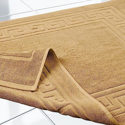 Superior Hotel & Spa Quality Bath Mat Set of 2, Made of Long-Staple Combed Cotton, Durable and Washable Bathroom Mat 2-Pack - Toast, 22" x 35" each