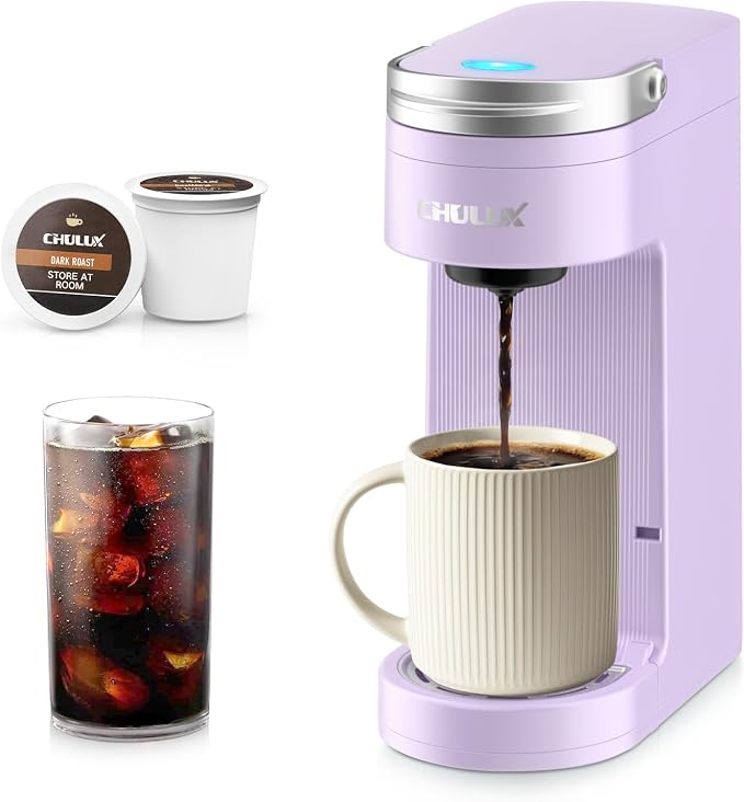 CHULUX Compact Single Serve Coffee Maker Brewer for K Cup Pod, Light Violet