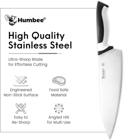 10-Inch Chef Knife, NSF Certified Razor-Sharp High Carbon Stainless Steel Blade – Ergonomic Color Coded Handle, Non-Slip Grip Kitchen Knife, DT-10 Series, White