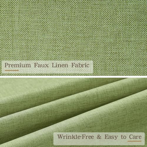 Furlinic Scalloped Linen No Hook Shower Curtain Sage Green Waterproof 72x75