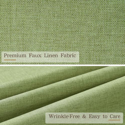 Furlinic Scalloped Linen No Hook Shower Curtain Sage Green Waterproof 72x75