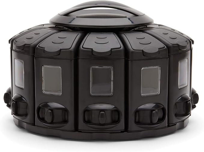 Kitchen Art Select-A-Spice Auto-Measure Pro Carousel 12 Compartments Spice Rack, Black 9.5 x 9.5 x 6.5 inches