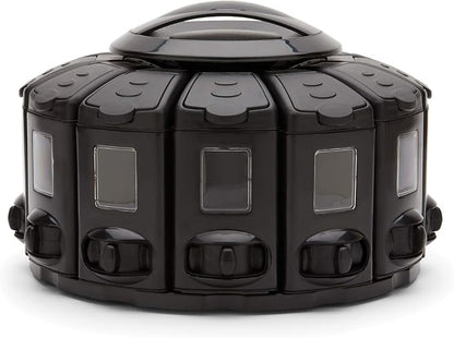 Kitchen Art Select-A-Spice Auto-Measure Pro Carousel 12 Compartments Spice Rack, Black 9.5 x 9.5 x 6.5 inches