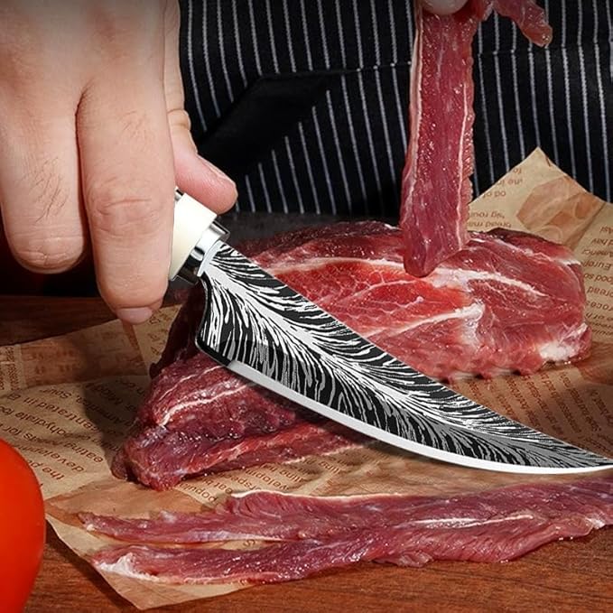 Chef Knife,8.6" Professional Kitchen Knife for Cooking,Made of Stainless Steel,Ultra Sharp for Cutting food,with Ergonomic Handle,for Home & Restaurant White