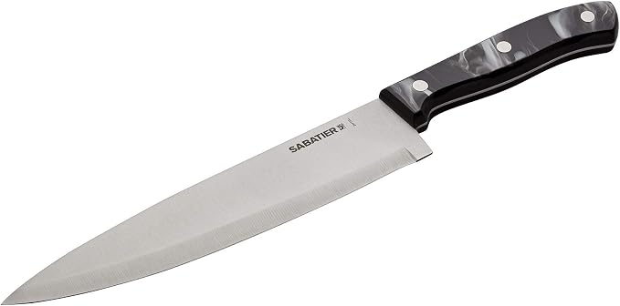 Sabatier Triple Riveted Chef Knife, 8-Inch, High-Carbon Stainless Steel, Razor-Sharp Kitchen Knife to Cut Fruit, Vegetables and more, Black