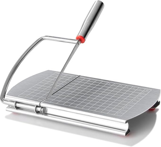 Faat3Coi4 Cheese Slicer with Blade for Block Cheese, Handheld Cheese Cutter Board, Stainless Steel Cheese Cutting Board for Block Cheese, Butter, Sausages, Fruits Kitchen Gadget
