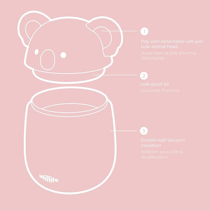 Zoofiesta Insulated Stainless Steel Food Container 20.2oz – Leakproof & Portable –Keeps Food Hot 12hours Cold for 24Hours – Perfect for Kids, School, Work & Travel (Koala)