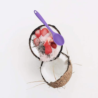 2 Pcs Silicone spoons for cooking heat resistant, Hygienic Design Cooking Utensi Mixing Spoons for Kitchen Cooking Baking Stirring Mixing Tools (Purple)
