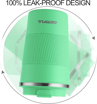 GEMFUL13 oz Insulated Coffee Mug with Lid Spill Proof Travel Mug Tumbler Leak Proof Stainless Steel Cups for Coffee and Tea In Travel and Car Women Men (Green)