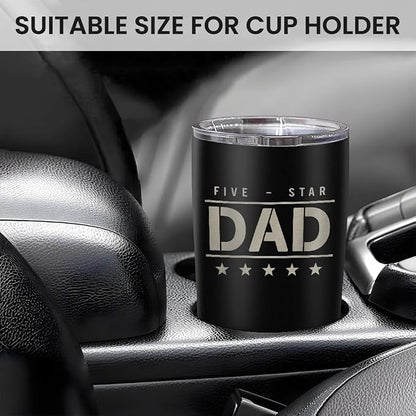 SANDJEST Five-star Dad Tumbler with Lid - Best Dad 20oz Insulated Stainless Steel Mug - Coffee Cup for Travel Sport Outdoor Activities Office, Gift for Birthday Father's Day