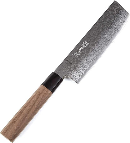 Japanese Vegetable Knife Damascus ZA18 69 Layer Octagonal Walnut Handle, Nakiri 6.3-inch (160mm)