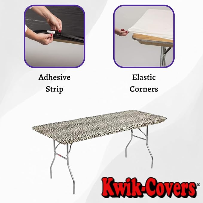 Kwik-Covers 8' Rectangle Plastic Table Covers 30" x 96", Bundle of 5 (Leopard)