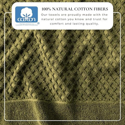 Great Bay Home Bath Towels - 100% Cotton 4 Pack 54x27 Bath Towel Set - Absorbent, Durable, Quick-Dry Towels for Bathroom (Olive)