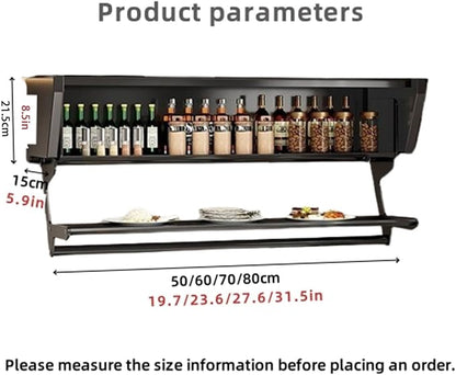 2 Tier Pull-Out Cabinet Organizer, Drop Down Shelf Dish and Spice Rack, Wall Cabinet Storage Organizer with Door and Handle, Cabinet for Kitchen(80cm)