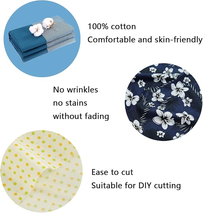 7 Pieces Cotton Fabric Plain Printed (20"x20"), Comfortable DIY Artcraft Material for Quilting, Patchwork Fabric Yellow