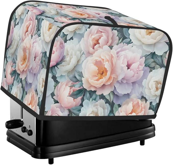Watercolor Flower Floral Toaster Cover 4 Slice Wide Slot Washable Kitchen Appliance Covers Fingerprint Bread Machine Dust Cover Small Toaster Oven Accessories Covers Bread Maker Bag Women Gift