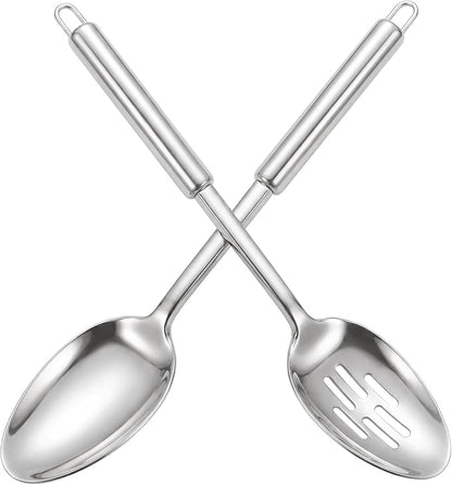 Stainless Steel Serving Spoon,Solid Slotted Spoon,Cooking Spoons Set, Kitchen Utensils Set For Mixing, Serving, Stiring Large Spoons