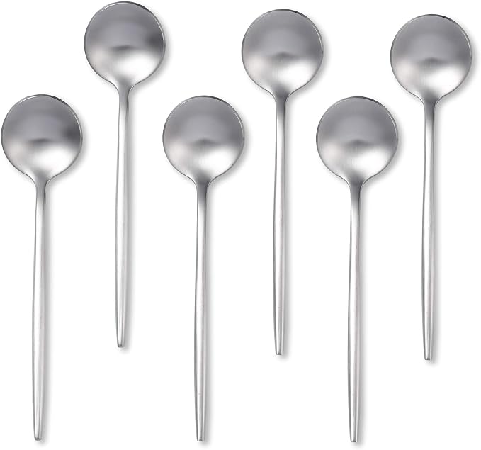 Coffee Spoons Set,Stainless Steel Teaspoons of 6,Espresso Spoons 5.11 inch,Demitasse Dessert Scoop,Small Tea Scoop Mini for Stirring,Matte Finish,Dishwasher Safe