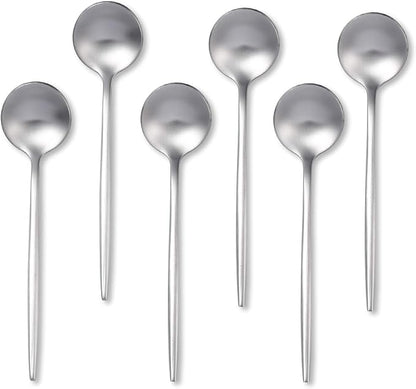 Coffee Spoons Set,Stainless Steel Teaspoons of 6,Espresso Spoons 5.11 inch,Demitasse Dessert Scoop,Small Tea Scoop Mini for Stirring,Matte Finish,Dishwasher Safe