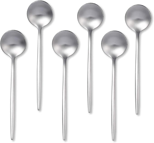Coffee Spoons Set,Stainless Steel Teaspoons of 6,Espresso Spoons 5.11 inch,Demitasse Dessert Scoop,Small Tea Scoop Mini for Stirring,Matte Finish,Dishwasher Safe