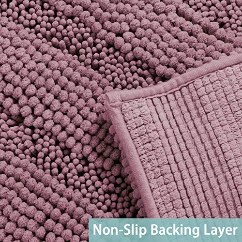 2 Piece Bathroom Rug Set with Toilet Mat, Soft Absorbent Chenille, Non-Slip