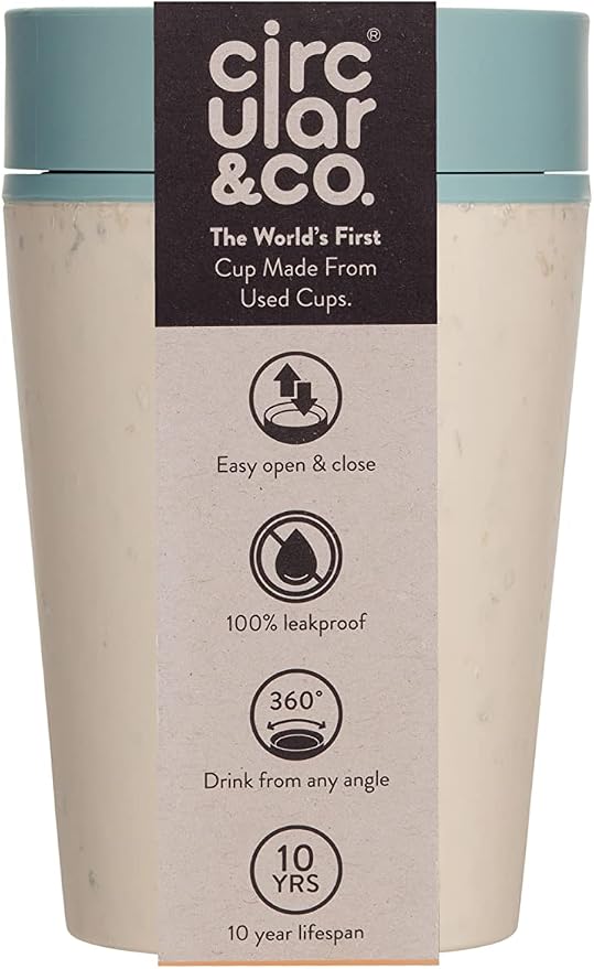 Circular and Co Leakproof Reusable Coffee Cup 8oz/227ml - The World's First Travel Mug Made from Recycled Coffee Cups, 100% Leak-Proof, Sustainable & Insulated. (Cream & Faraway Blue)