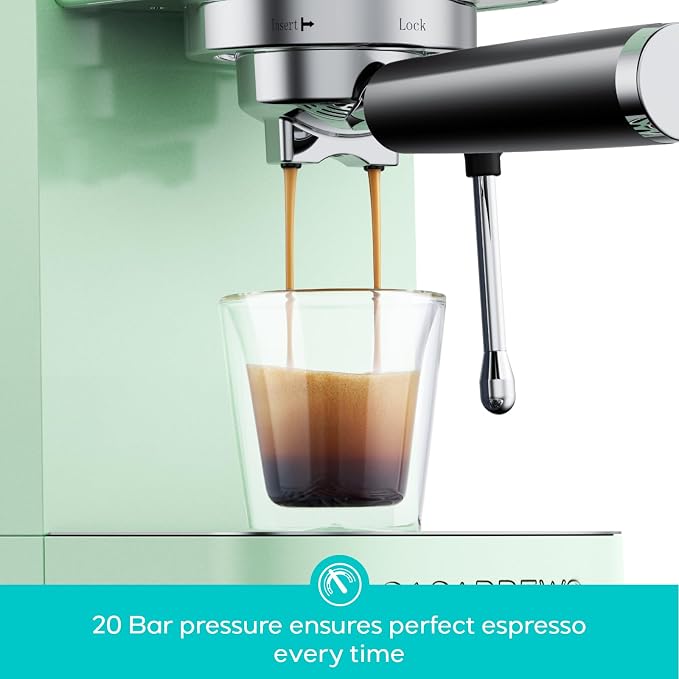 CASABREWS 3700 Essential 20 Bar Espresso Machine, Compact Coffee Maker with Steam Frother, Cappuccino & Latte Maker for Home, 43.9oz Water Tank, Pastel Green